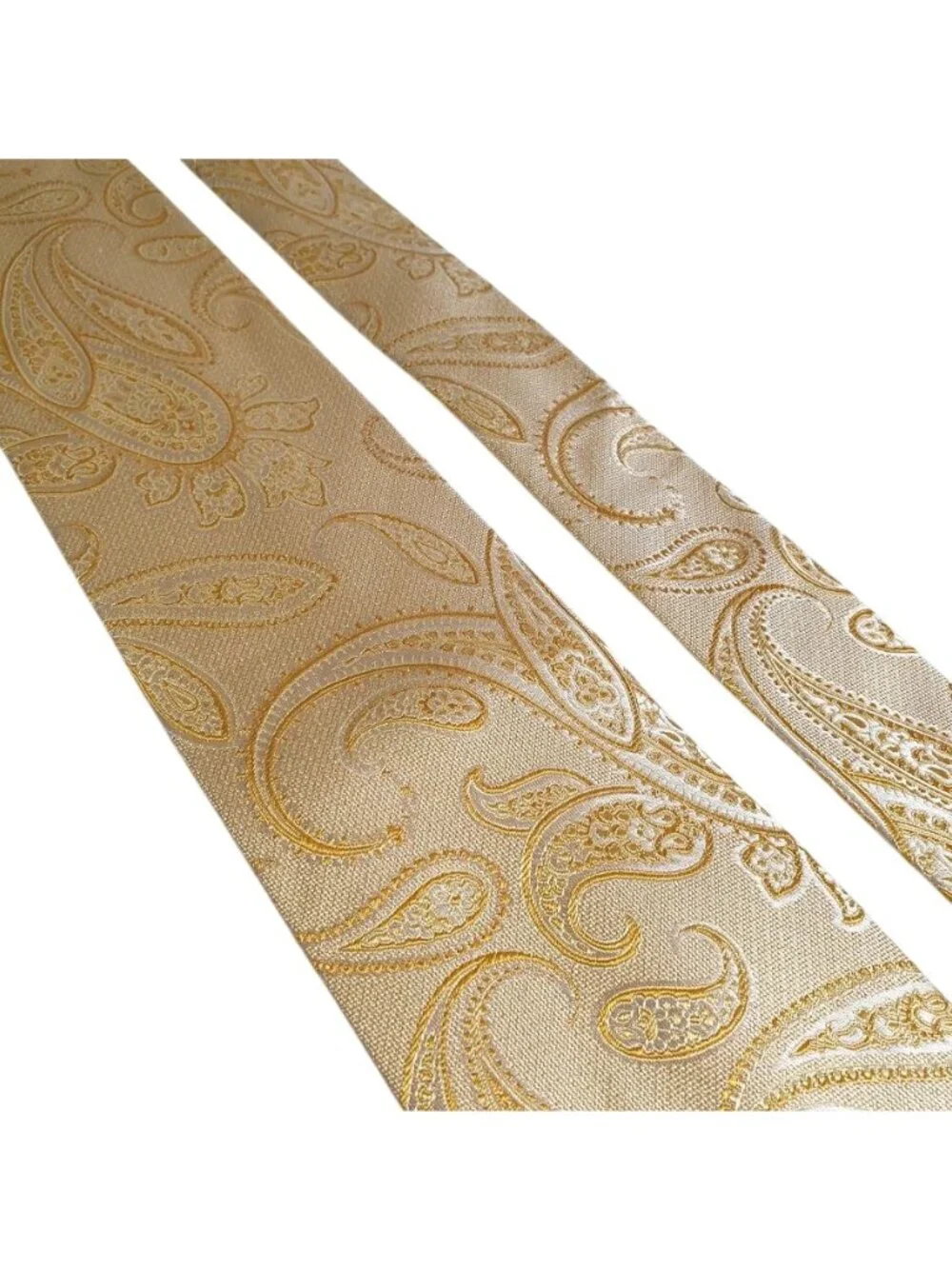 Paul Fredrick Mens Yellow Gold Paisley Necktie Silk Formal Business Wear Office